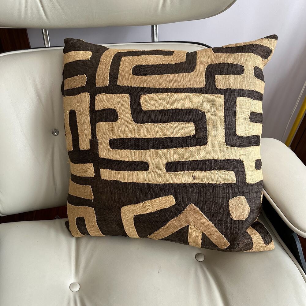 African Kuba Cloth Pillow Cover w/ Insert